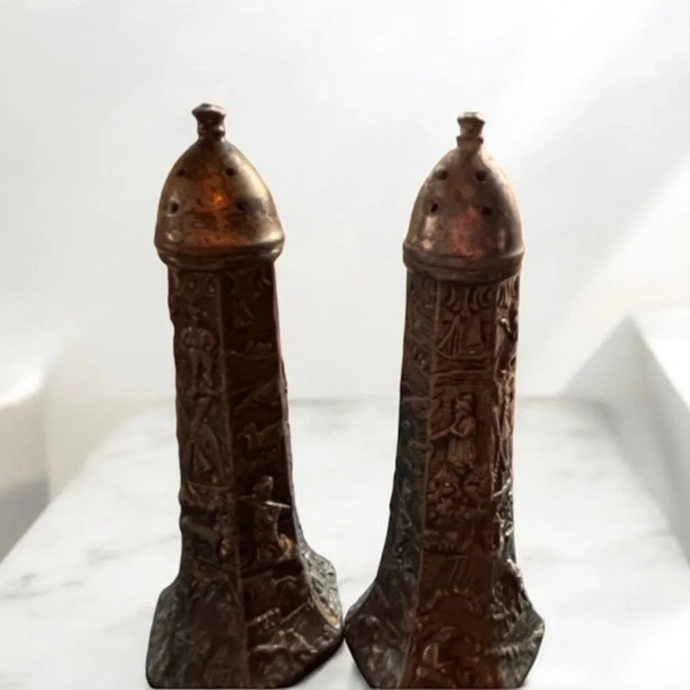 Vintage antique silver plated salt and pepper shakers